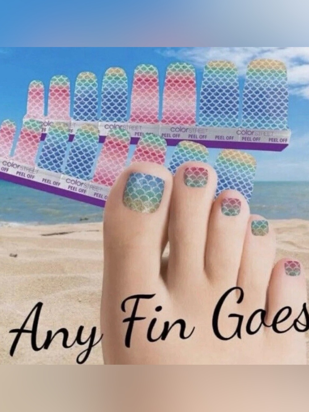 Color Street 100% Real Nail Polish Strips Any Fin Goes - pedicure